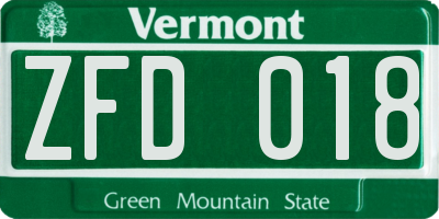 VT license plate ZFD018