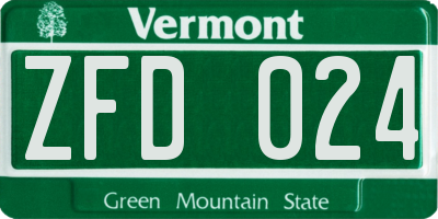 VT license plate ZFD024