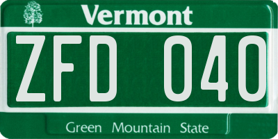 VT license plate ZFD040