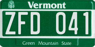 VT license plate ZFD041