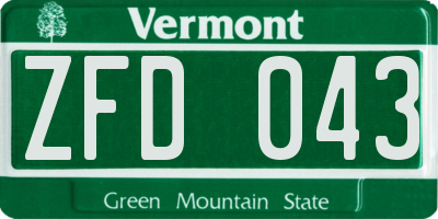 VT license plate ZFD043