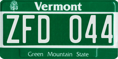 VT license plate ZFD044