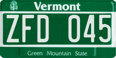 VT license plate ZFD045