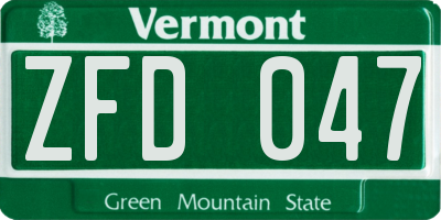 VT license plate ZFD047