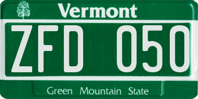 VT license plate ZFD050