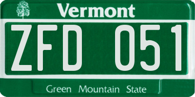 VT license plate ZFD051