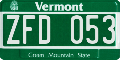 VT license plate ZFD053