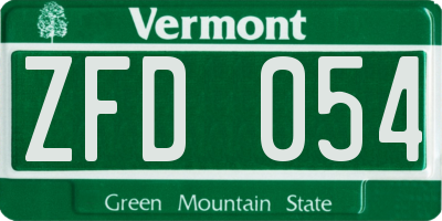 VT license plate ZFD054