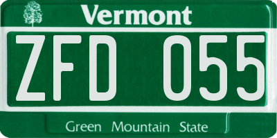 VT license plate ZFD055