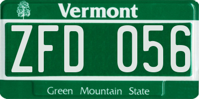 VT license plate ZFD056