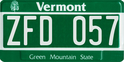 VT license plate ZFD057