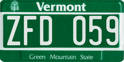 VT license plate ZFD059