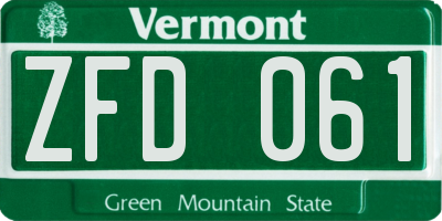 VT license plate ZFD061