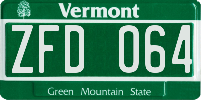 VT license plate ZFD064