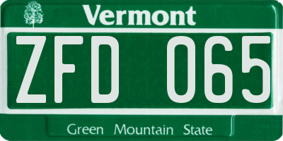VT license plate ZFD065