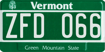 VT license plate ZFD066