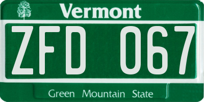 VT license plate ZFD067
