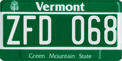 VT license plate ZFD068