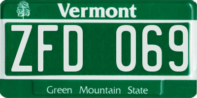 VT license plate ZFD069