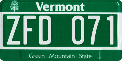 VT license plate ZFD071