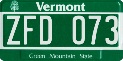 VT license plate ZFD073