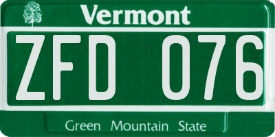 VT license plate ZFD076