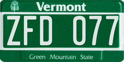 VT license plate ZFD077