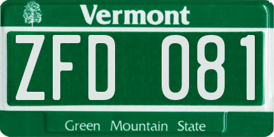 VT license plate ZFD081