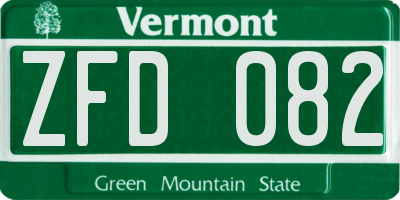 VT license plate ZFD082