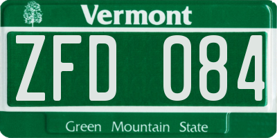 VT license plate ZFD084