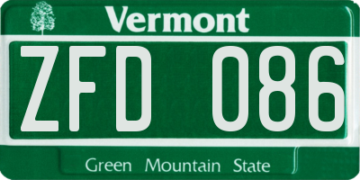 VT license plate ZFD086
