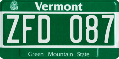 VT license plate ZFD087