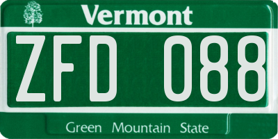 VT license plate ZFD088