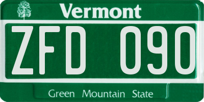 VT license plate ZFD090
