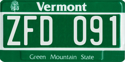 VT license plate ZFD091