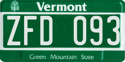 VT license plate ZFD093