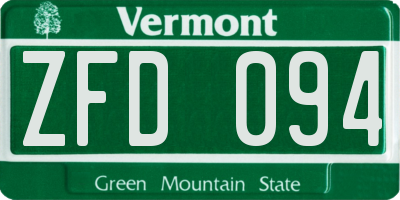 VT license plate ZFD094