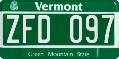VT license plate ZFD097