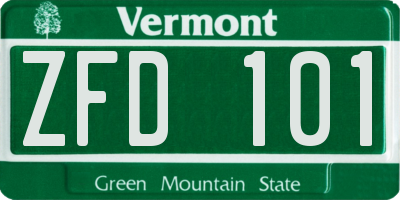 VT license plate ZFD101