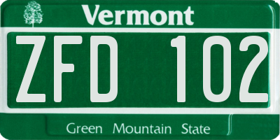 VT license plate ZFD102