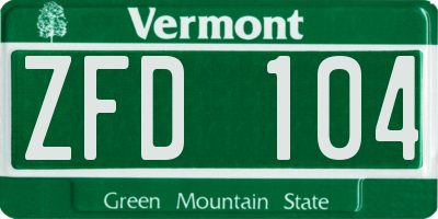 VT license plate ZFD104