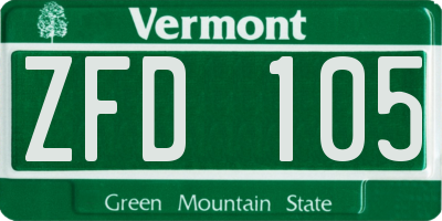 VT license plate ZFD105