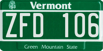 VT license plate ZFD106