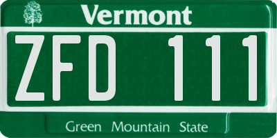 VT license plate ZFD111