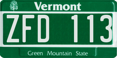 VT license plate ZFD113