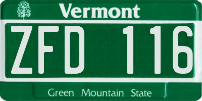 VT license plate ZFD116