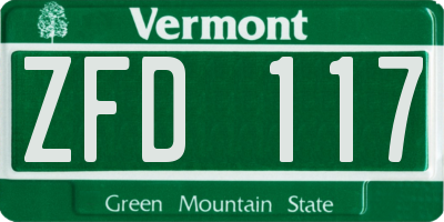 VT license plate ZFD117