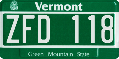 VT license plate ZFD118