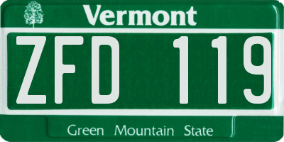 VT license plate ZFD119