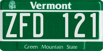 VT license plate ZFD121